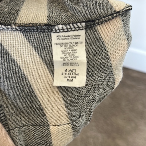 Women’s black and beige Striped Hoodie Sweater - Picture 4 of 6